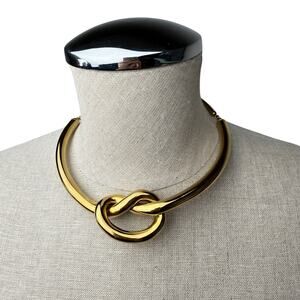 Michael Kors Gold Tone Knot Choker Necklace Luxury Minimalist Statement